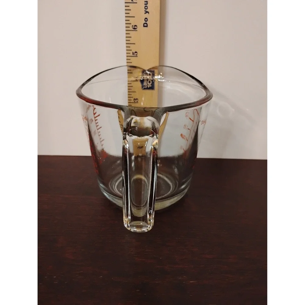 Clear Glass Measuring Cup 2 Cup 16oz 500ml Red Markings with Handle and Spout
